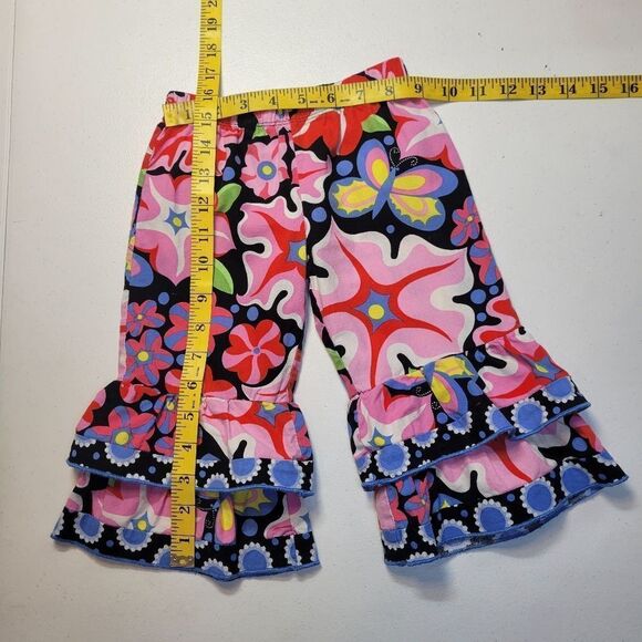 Ann Loren Floral Teired Ruffled Hem Pants / Capri Lot of 2 Girls Infant Toddler - Picture 9 of 10